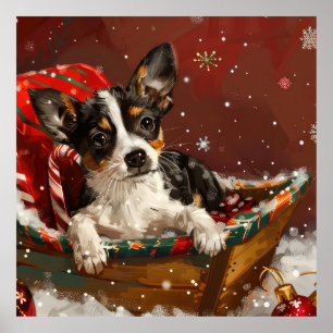 Rat Terrier Hond Kerstfeest Poster