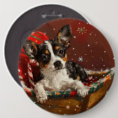 Rat Terrier Hond Kerstfeest Ronde Button 6,0 Cm (Voorkant /achterkant)
