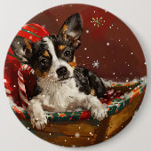 Rat Terrier Hond Kerstfeest Ronde Button 6,0 Cm (Voorkant)