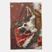 Rat Terrier Hond Kerstfeest Theedoek (Verticaal)