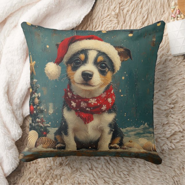 Rat Terrier Hond Kerstmis Vintage Strand Kussen (Deken)