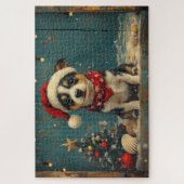 Rat Terrier Hond Kerstmis Vintage Strand Legpuzzel (Verticaal)