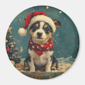 Rat Terrier Hond Kerstmis Vintage Strand Magneet (Voorkant)
