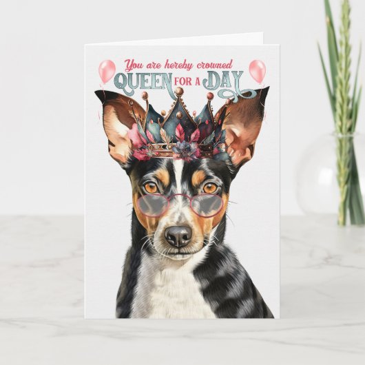 Rat Terrier Hond Koningin Dag Grappige Verjaardag Kaart (Voorkant)