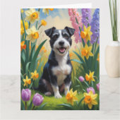 Rat Terrier-hond lente bloemen schilderij Kaart (Voorkant)