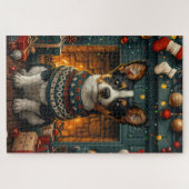 Rat Terrier-hond met kerstcadeaus bij de open haar Legpuzzel (Horizontaal)