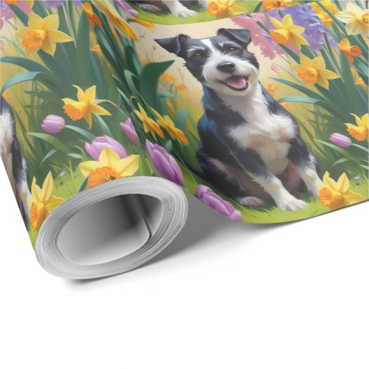 Rat Terrier Hond Spring Bloemen Schilderen Cadeaupapier (Rol Hoek)