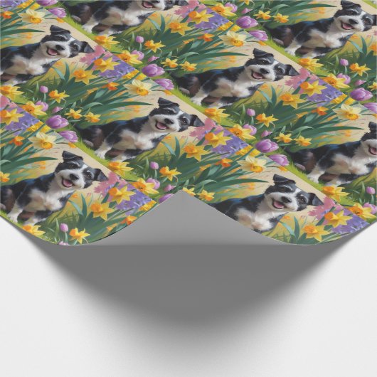 Rat Terrier Hond Spring Bloemen Schilderen Cadeaupapier (Hoek)