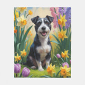 Rat Terrier Hond Spring Bloemen Schilderen Fleece Deken (Voorkant)
