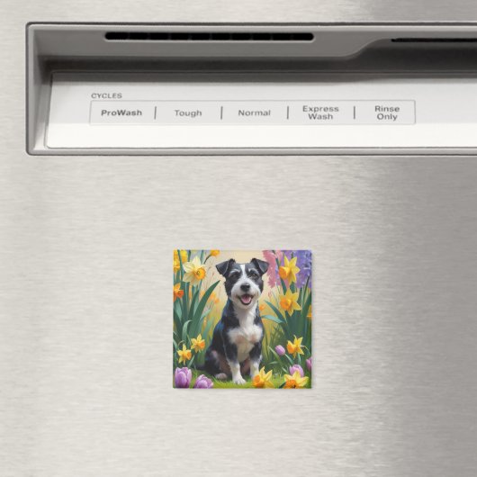 Rat Terrier Hond Spring Bloemen Schilderen Magneet (Insitu (Vaatwasser))