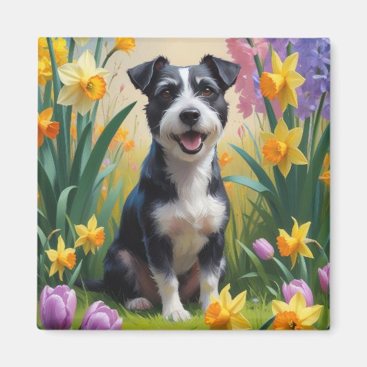 Rat Terrier Hond Spring Bloemen Schilderen Magneet (Voorkant)