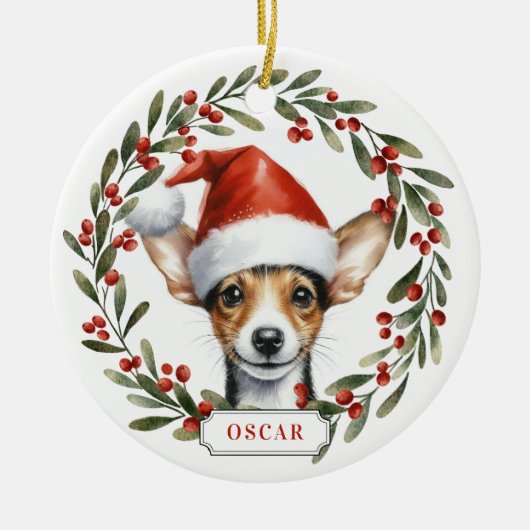 Rat Terrier Honden Keramische Cirkel Ornament (Voorkant)