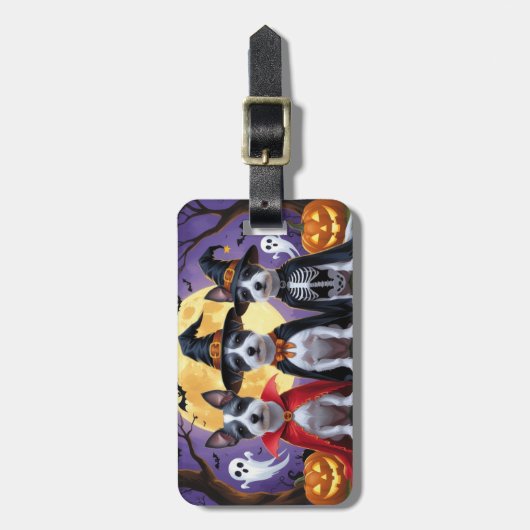 Rat Terrier Honden Pompoen Halloween Grappig Bagagelabel (Voorkant verticaal)