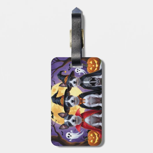 Rat Terrier Honden Pompoen Halloween Grappig Bagagelabel (Achterkant verticaal)