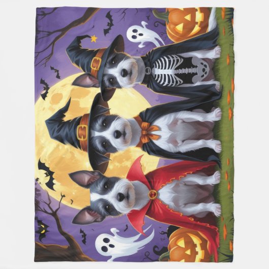Rat Terrier Honden Pompoen Halloween Grappig Fleece Deken (Voorkant)
