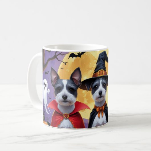 Rat Terrier Honden Pompoen Halloween Grappig Koffiemok (Voorkant links)