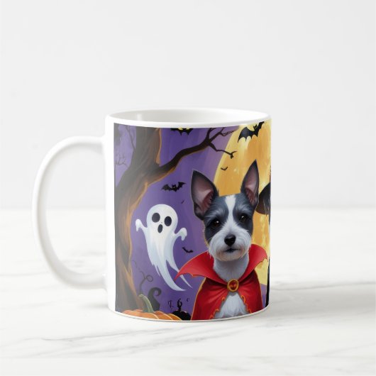 Rat Terrier Honden Pompoen Halloween Grappig Koffiemok (Links)