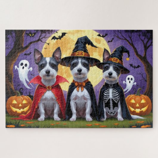 Rat Terrier Honden Pompoen Halloween Grappig Legpuzzel (Horizontaal)