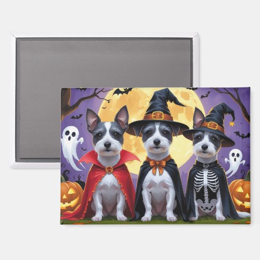 Rat Terrier Honden Pompoen Halloween Grappig Magneet (Voorkant / Achterkant)