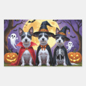 Rat Terrier Honden Pompoen Halloween Grappig Rechthoekige Sticker (Voorkant)