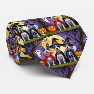 Rat Terrier Honden Pompoen Halloween Grappig Stropdas