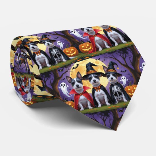Rat Terrier Honden Pompoen Halloween Grappig Stropdas (Opgerold)