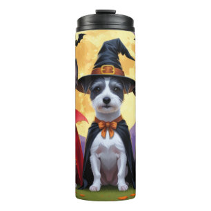 Rat Terrier Honden Pompoen Halloween Grappig Thermosbeker