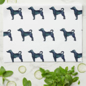 Rat Terrier Hondenras Silhouette Black Waterverf Theedoek (Gevouwen)