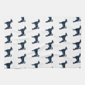 Rat Terrier Hondenras Silhouette Black Waterverf Theedoek (Horizontaal)