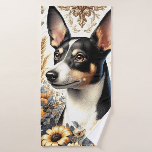  Rat Terrier Illustratie Badhanddoek (Badhanddoek)