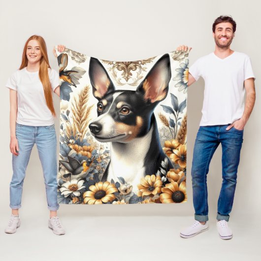 Rat Terrier Illustratie Fleece Deken (In situ)