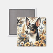Rat Terrier Illustratie Magneet (Voorkant / Achterkant)