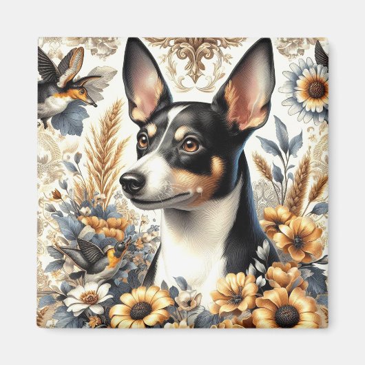 Rat Terrier Illustratie Magneet (Voorkant)