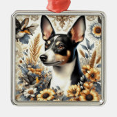 Rat Terrier Illustratie Metalen Ornament (Voorkant)