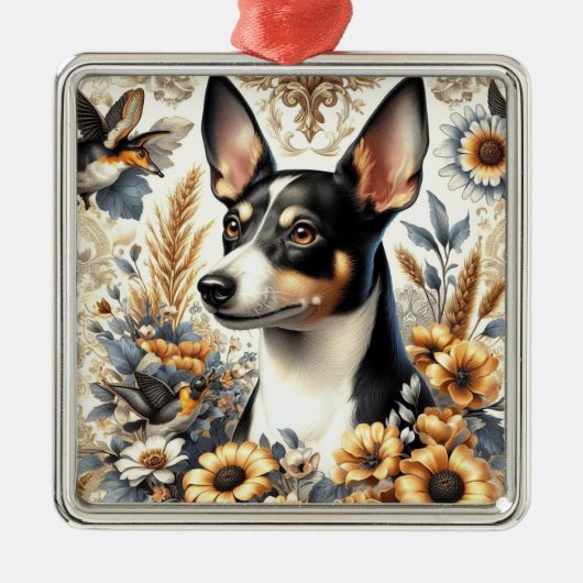 Rat Terrier Illustratie Metalen Ornament (Voorkant)