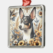 Rat Terrier Illustratie Metalen Ornament (Links)