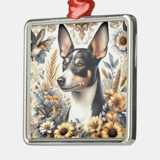 Rat Terrier Illustratie Metalen Ornament (Links)