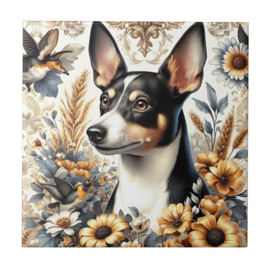  Rat Terrier Illustratie Tegeltje (Voorkant)