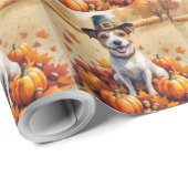 Rat Terrier in de herfst verlaat Thanksgiving kuns Cadeaupapier (Rol Hoek)