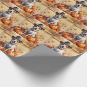 Rat Terrier in de herfst verlaat Thanksgiving kuns Cadeaupapier (Hoek)