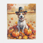 Rat Terrier in herfstbladeren Thanksgiving-kunst Fleece Deken (Voorkant)