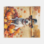Rat Terrier in herfstbladeren Thanksgiving-kunst Fleece Deken (Voorkant (Horizontaal))