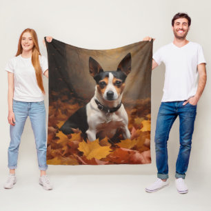 Rat Terrier in herfstbladeren val inspireert Fleece Deken
