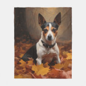 Rat Terrier in herfstbladeren val inspireert Fleece Deken (Voorkant)
