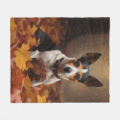 Rat Terrier in herfstbladeren val inspireert Fleece Deken (Voorkant (Horizontaal))