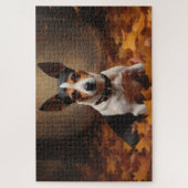 Rat Terrier in herfstbladeren val inspireert Legpuzzel (Verticaal)