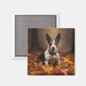 Rat Terrier in herfstbladeren val inspireert Magneet (Voorkant / Achterkant)