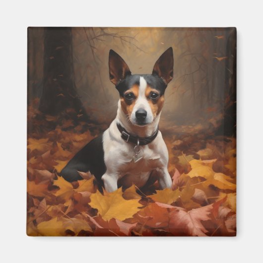 Rat Terrier in herfstbladeren val inspireert Magneet (Voorkant)