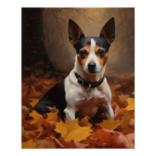 Rat Terrier in herfstbladeren val inspireert Perfect Poster