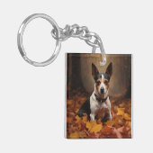 Rat Terrier in herfstbladeren val inspireert Sleutelhanger (Voorkant Links)